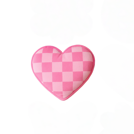 Y2K Checkered Heart Pillow – Bubblegum Pink Dream