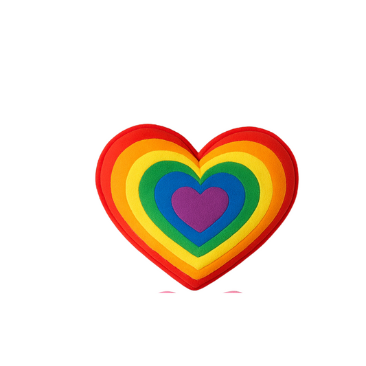 Rainbow Heart Plush Pillow – Y2K Pride Vibes